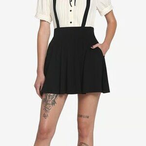 Hot Topic Black High Rise Suspender Skirt Skater Punk Grunge Goth Pockets SZ 2X